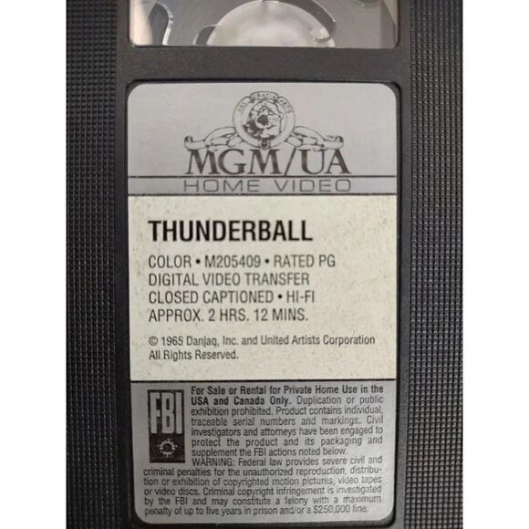 Thunderball The James Bond 007 Collection VHS Tape - Picture 10 of 10